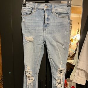 eunina Super high rise skinny ankle jeans.